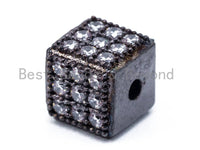 CZ Micro Pave 6mm Cube Spacer Beads, Cubic Zirconia Spacer Beads, Gold,Silver,Rose Gold,Black Tone, sku#C22