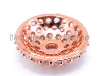 CZ Micro Pave Tassel Cap/Round Cap Beads, Silver/Gold/Rose Gold/Gunmental Tone, 3x11mm, sku#C32