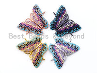 CZ Micro Pave Mixed Color Butterfly Connector 20x25mm, CZ Pave Charms, SKU#E288