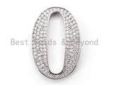 CZ Micro Pave Oval Ring Link Connector,Silver/Gold/Rose Gold/Gunmental Tone, Finding DIY Jewelry, 26x18mm, SKU#E301