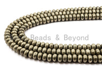 Quality Natural Pyrite beads,Rondelle Smooth Pyrite Gemstone Beads, 2x3mm/4x3mm/4x6mm/8x5mm/6x10 Rondelle Beads, 15inch FULL strand, SKU#W3 BestbeadsbeyondUS