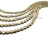Quality Natural Pyrite Coin Beads, Faceted Flat Coin Pyrite Gemstone Beads, 8mm/10mm/12mm Coin Pyrite, 16" Full Strand, SKU#W12