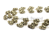 13pcs Natural Pyrite Skull Beads13x18mm, Wholesale Pyrite Gemstone beads, Bulk skull metallic pyrite beads, Full Strand, SKU#W47