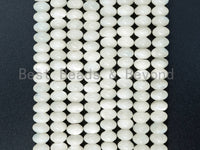 3x4mm/4x6mm/5x8mm High Quality White Mother of Pearl, Mop Shell, White Shell, Rondelle Smooth Gemstone Beads, 15inch strand, SKU#T4