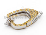 CZ Dual Color Clear Micro Pave Square Lobster Claw Clasp, Cubic Zirconia Pave Clasp/Connector/Link, 17x31mm, sku#H96
