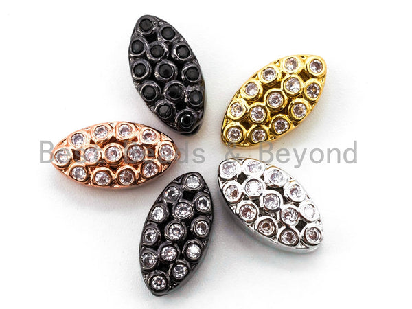 CZ Micro Pave Oval Beads with Clear Crystal for Bracelet/Necklace, Cubic Zirconia Spacer Beads, CZ Pave Charms, 7x13x5mm,sku#G280