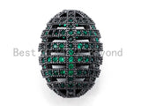 CZ Micro Pave Oval Cage Spacer Beads, Green Purple Blue Black Cubic Zirconia Space Beads, Bracelet Spacer Beads,  16x12mm, sku#G55