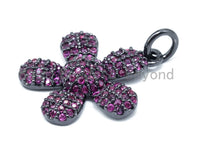 16mm CZ Fuchsia Micro Pave Daisy Flower Pendant,Cubic Zirconia Paved Flower Charm Gold,Silver, Rose Gold, Gunmetal plated, sku#L85