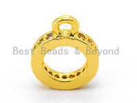 CZ Micro Pave Donut Ring 8mm Charm holder connector Beads, CZ pave Slider Link Beads, Large hole Spacer Beads with Jump Ring, sku#F334