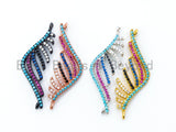 CZ Micro Pave Colorful Wing Connector, CZ Pave Leaf Charms for Earring Bracelet Necklace, 12x35mm, sku#M199
