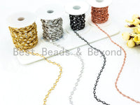 1 Foot/Yard- CZ Beaded Chain-4mm/6mm Cubic Zirconia Beads-Gold Silver Rose Gold Gunmetal Plated Bezel Chain, Bezel Connector Beads, sku#E346