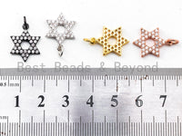 CZ Micro Pave Hexagram Hollow Pendant/Charm, Bracelet Necklace Cubic Zirconia Pendant Charm, 13x17mm,sku#Y14