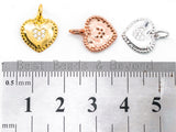 CZ Micro Pave Twin Heart Pendant/Charm, Bracelet Necklace Cubic Zirconia Double Heart Pendant Charm, 12x12mm,sku#Y18