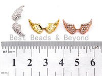 CZ Micro Pave 9x21mm Angel Wings Connector/Link, Cubic Zirconia Bracelet Necklace Connector, Gold Angel Wing Findings,1pc/2pcs, sku#Y20