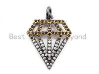 1PC/2PCS CZ Black White Dual Color Micro Pave Diamond Pendant/Charm, Cubic Zirconia CZ Micro Pave Pendant Charm, 17x22mm, sku#F345 Bestbeads&Beyond