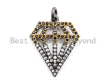 1PC/2PCS CZ Black White Dual Color Micro Pave Diamond Pendant/Charm, Cubic Zirconia CZ Micro Pave Pendant Charm, 17x22mm, sku#F345 Bestbeads&Beyond