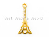 CZ Micro Pave Eiffel Tower Connector/Link, Cubic Zirconia Bracelet Necklace Connector, Pave Charm, 10x25mm,sku#Y22