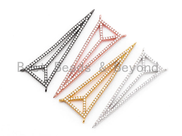 49x17mm CZ Clear Micro Pave open Triangle Connector Pendant/Charm, Cubic Zirconia Connector, Fashion Jewelry Findings, 1pc/2pcs, sku#F347