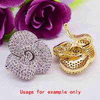 CZ Clear Micro Pave Floral Rose Clasp, Cubic Zirconia Flower Clasp/Fastener/Shortener, 21mm, sku#H27