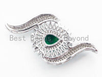 CZ Micro Pave Silver Rhodium Plated Blue/Red/Green Pendant, CZ Pendant Link Connector, 52x29mm, sku#L152
