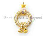 Large CZ Micro Pave Focal Clasp, 3-way Connector Clasp for jewelry Making, Gold Silver Focal Pendant Clasp, 38mm, sku#L156