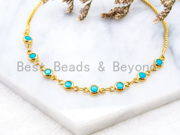 Gold Silver Black Turquoise Bangle Bracelet, Adjustable Bracelet, 4mm Evil Eye bracelet, thin link bracelet, Wedding Brial Bracelet SKU#A52