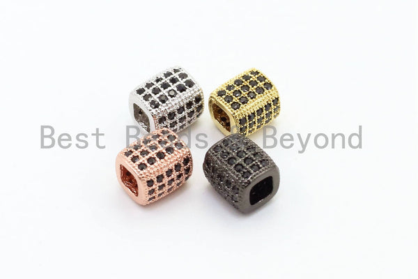 CZ Micro Pave Drum Barrel Space Beads, Cubic Zirconia Large Big Hole Space Tube Beads, 7x6mm,SKU#G38