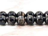 Natural Quality Banded Agate Faceted Beads, Banded Agate Round Faceted Beads, Black Banded Agate,15.5" Full strand,SKU#Q7