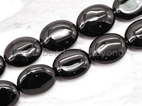 High Quality Black Onyx Flat Oval Beads, 8x10/8x12/10x14/13x18mm Smooth Oval Black Onyx Gemstone Beads, 15.5" Full Strand, SKU#Q13