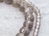 Quality Natural Gray Agate/ Smoky Agate Round Faceted Beads, 4mm/6mm/8mm/10mm/12mm Round Gray Smoky Gemstone Beads, 15.5" Strand, SKU#Q33