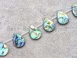 Natural Abalone Teardrop Shape Shell Beads, 15.5" Full Strand, SKU#R4