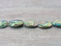 Natural Abalone Shell Beads, Puffy Oval Shape Abalone Shell Beads, 15.5" Full Strand, SKU#R21