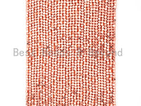 Natural Rose Gold Copper Color Hexagon Shape Beads, 2mm Tiny Rose Gold Sparkly Beads, 15.5" Full Strand, SKU#S27
