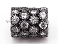 CZ Micro Pave European Large Hole 8x10mm Beads, Silver/Gold/Rose Gold/Black Tone, 8x10mm, 1pc, SKU#N39