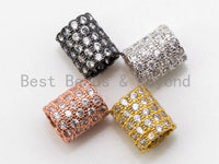 CZ Micro Pave European Big Hole 10x12mm Tube/Cylinder Beads, Silver/Gold/Rose Gold/Black Tone, 10x12mm, SKU#N40