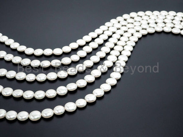Natural Mother of Pearl beads, 5x12x12mm White Pearl Coin Disc Beads, Loose MOP Coin Pearl Shell Beads, 16inch full strand, SKU#T59