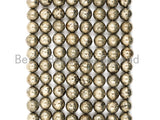 Quality Natural Pyrite beads, 2mm/3mm/4mm/6mm/8mm/10mm/12mm/14mm pyrite ball beads,Round Smooth Gemstone Beads, 15inch strand, SKU#W1