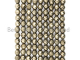Quality Natural Pyrite 2mm/3mm/4mm/6mm/8mm/10mm/12mm/14mm/16mm beads, Round Faceted Pyrite Gemstone Beads, 15inch strand, SKU#W2