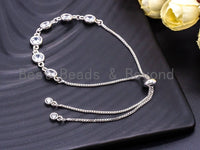 Adjustable Bracelet, Clear CZ Bezel bracelet, Chain bracelet, Link bracelet, Silver Gold Gunmetal, Bridal Bracelet Jewelry,SKU#E359
