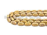 Natural Hematite Matt Gold Long Oval Shaped Beads, Old Man Head Carved, Metallic Gold Gemstone Beads, 8x16mm,8'' Full Strand, Sku#W54