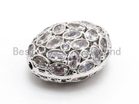 25mm/18mm CZ Micro Pave Large Oval Spacer Beads Diamond Crystal for Bracelet/Necklace, Cubic Zirconia Large Space Beads, 1pc, sku#G303