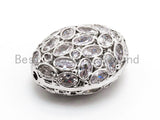 25mm/18mm CZ Micro Pave Large Oval Spacer Beads Diamond Crystal for Bracelet/Necklace, Cubic Zirconia Large Space Beads, 1pc, sku#G303