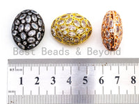 25mm/18mm CZ Micro Pave Large Oval Spacer Beads Diamond Crystal for Bracelet/Necklace, Cubic Zirconia Large Space Beads, 1pc, sku#G303