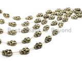 13pcs Natural Pyrite Skull Beads13x18mm, Wholesale Pyrite Gemstone beads, Bulk skull metallic pyrite beads, Full Strand, SKU#W47