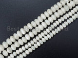 3x4mm/4x6mm/5x8mm High Quality White Mother of Pearl, Mop Shell, White Shell, Rondelle Smooth Gemstone Beads, 15inch strand, SKU#T4