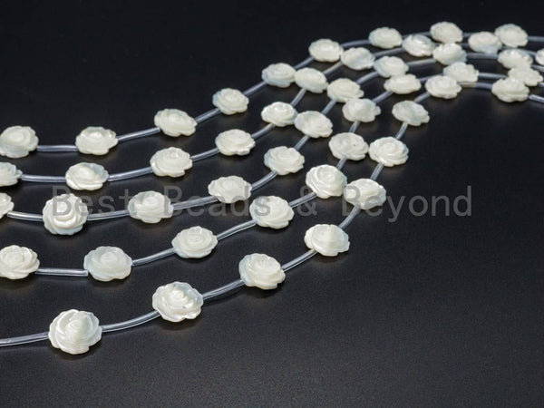 High Quality White Mother of Pearl, Mop Shell, White Shell, Rose Flower Beads, 8mm/10mm/12mm/15mm, Wholesale Gemstone Beads, sku#T25