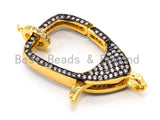 CZ Dual Color Clear Micro Pave Square Lobster Claw Clasp, Cubic Zirconia Pave Clasp/Connector/Link, 17x31mm, sku#H96