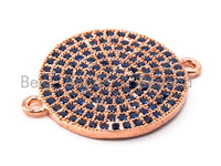 CZ Micro Pave Blue Round Disc Connector Pendant,16mm,SKU#A46
