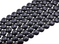 Quality Matte Black Onyx Coin Beads, 10mm/12mm/14mm/18mm Gemstones Beads, Black Coin Beads,15.5" Full Strand, SKU#Q38