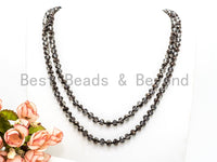 Long Hand knotted crystal Necklaces, 5x8mm faceted crystals, Extra Long Necklace, 60inch/36inches Necklace, Hematite Color SKU#D8